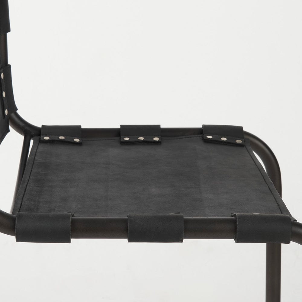 Mercana - Berbick 33" Total Height Black Leather w/ Iron Frame Dining Chair - 69273 view 8