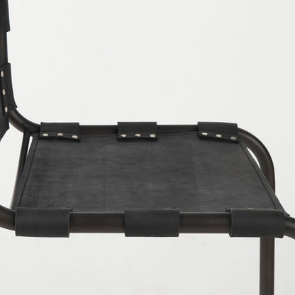 Mercana - Berbick 33" Total Height Black Leather w/ Iron Frame Dining Chair - 69273 view 8