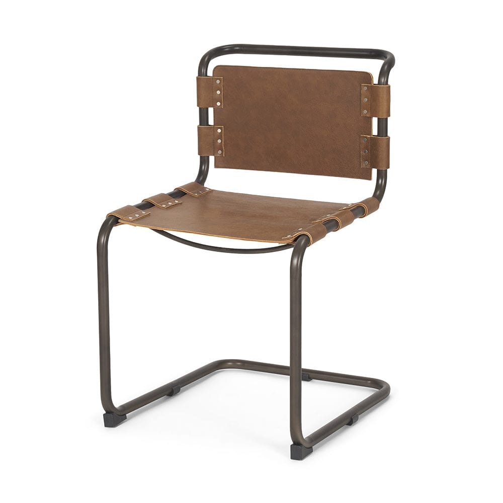 Mercana - Berbick 33" Total Height Medium Brown Leather w/ Iron Frame Dining Chair - 69274 view 1