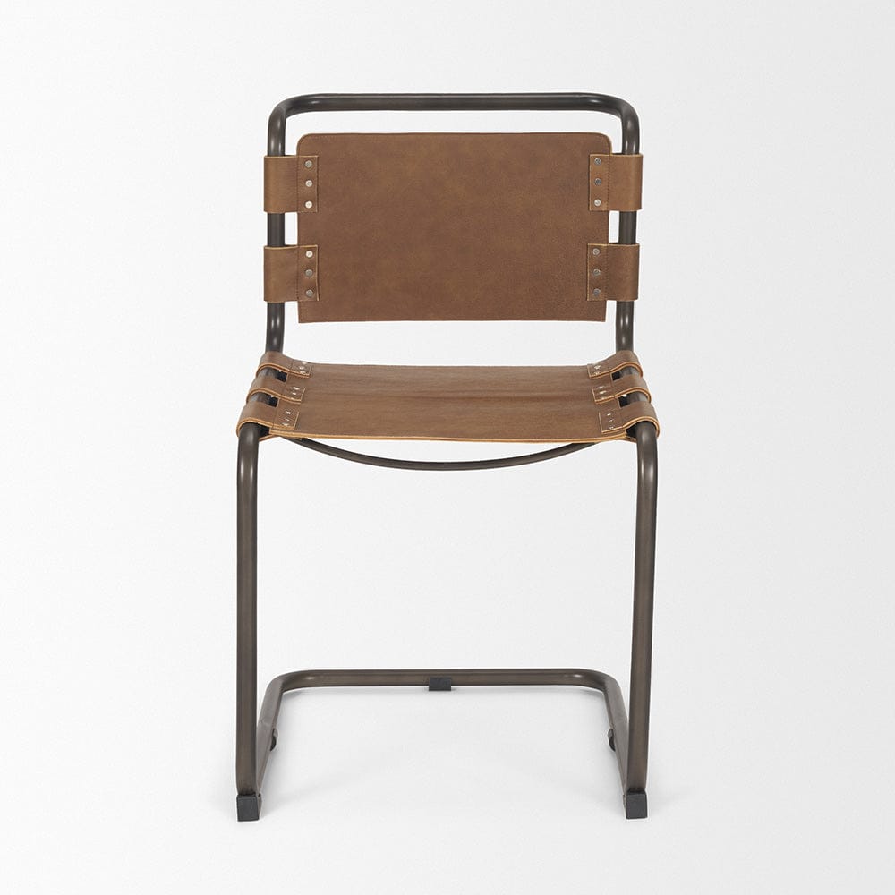 Mercana - Berbick 33" Total Height Medium Brown Leather w/ Iron Frame Dining Chair - 69274 view 2