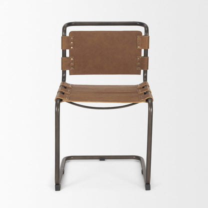 Mercana - Berbick 33" Total Height Medium Brown Leather w/ Iron Frame Dining Chair - 69274 view 2