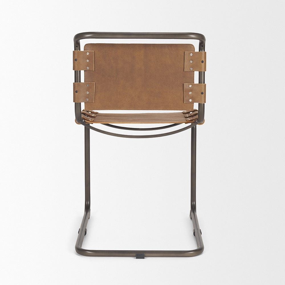 Mercana - Berbick 33" Total Height Medium Brown Leather w/ Iron Frame Dining Chair - 69274 view 4