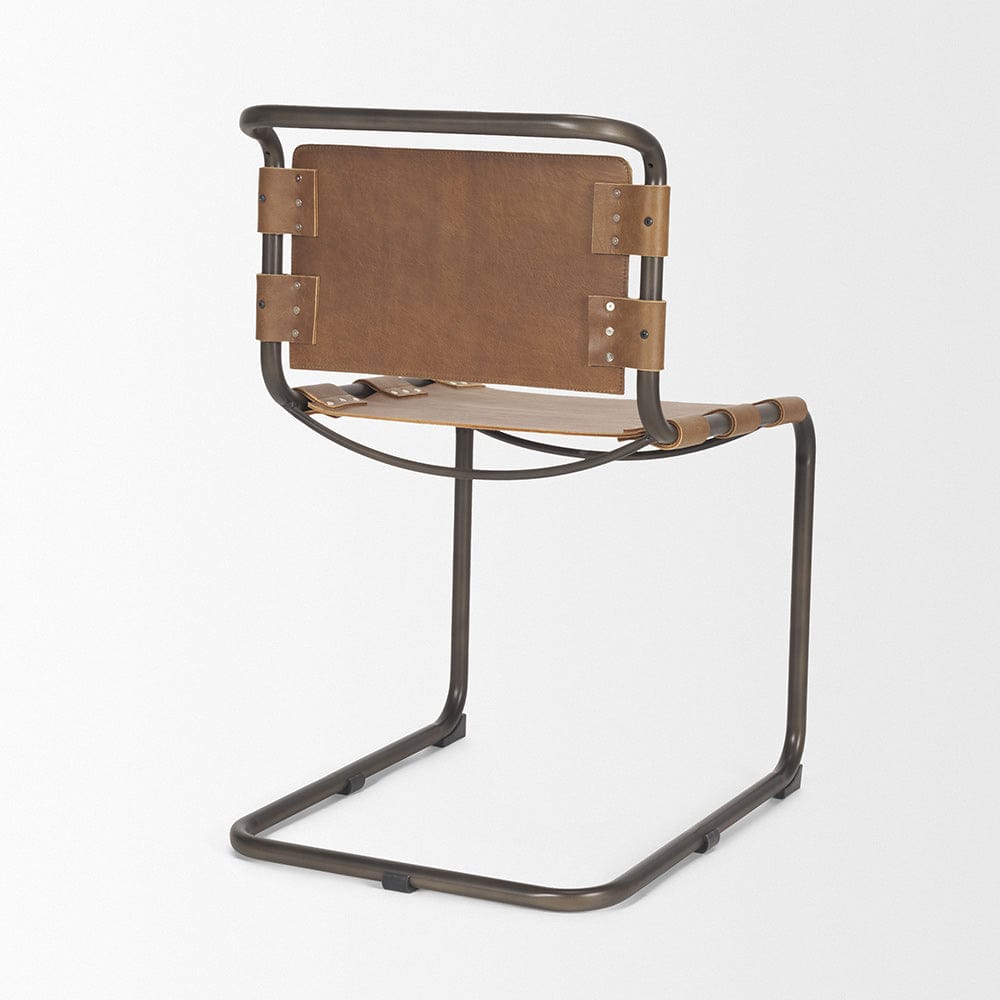 Mercana - Berbick 33" Total Height Medium Brown Leather w/ Iron Frame Dining Chair - 69274 view 5