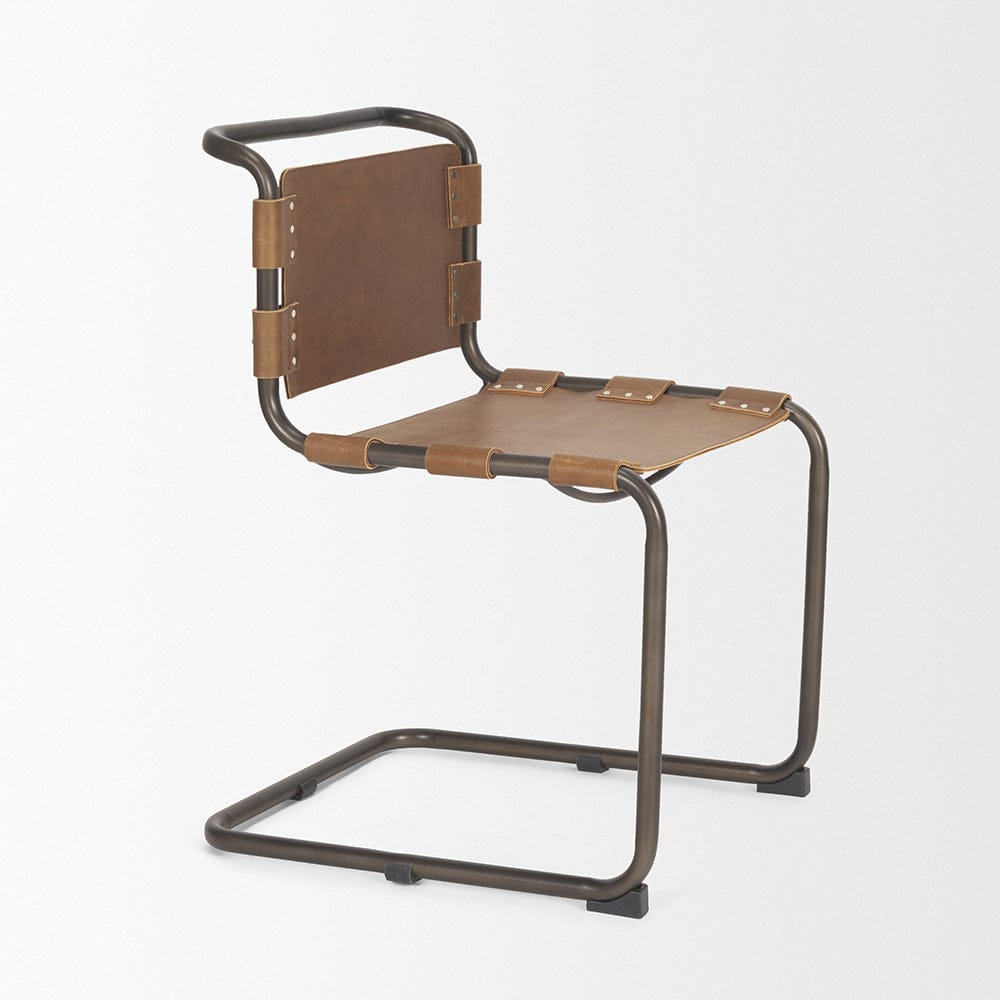 Mercana - Berbick 33" Total Height Medium Brown Leather w/ Iron Frame Dining Chair - 69274 view 6