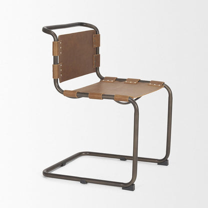 Mercana - Berbick 33" Total Height Medium Brown Leather w/ Iron Frame Dining Chair - 69274 view 6