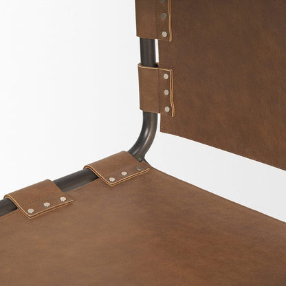 Mercana - Berbick 33" Total Height Medium Brown Leather w/ Iron Frame Dining Chair - 69274 view 8