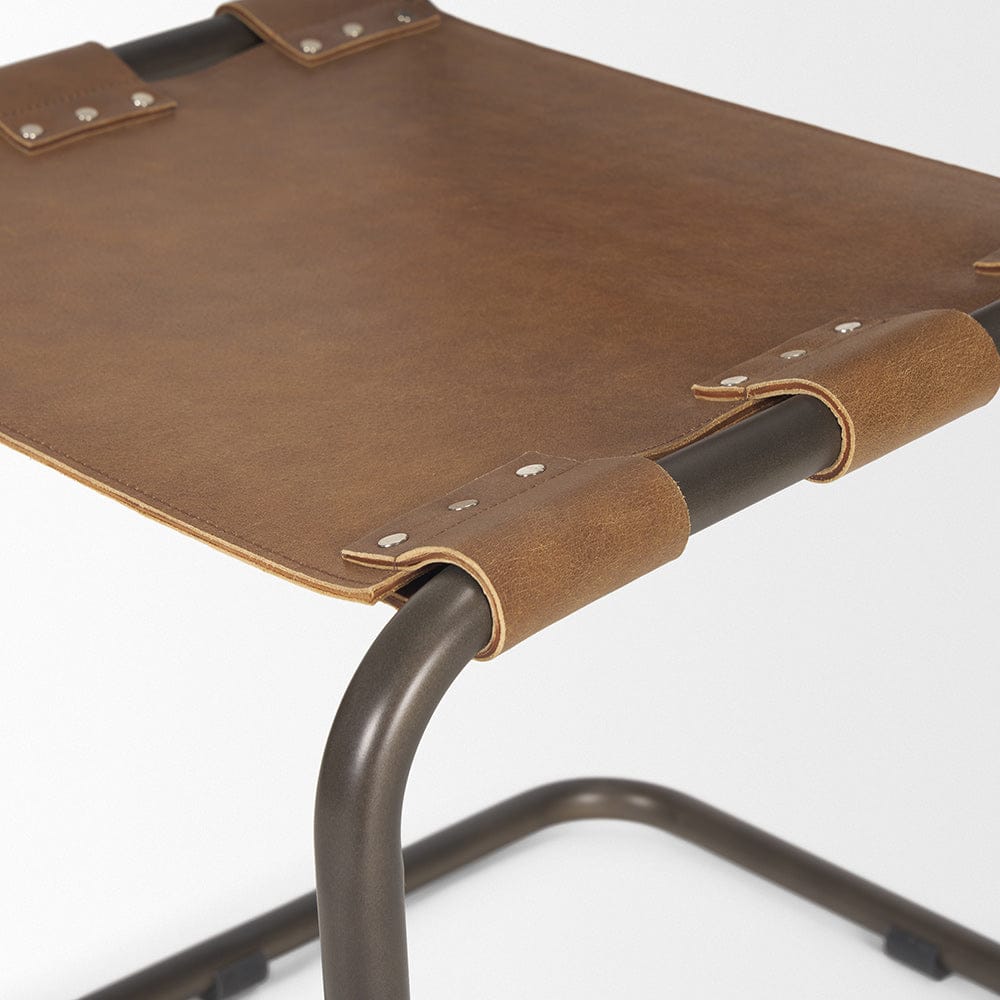 Mercana - Berbick 33" Total Height Medium Brown Leather w/ Iron Frame Dining Chair - 69274 view 9