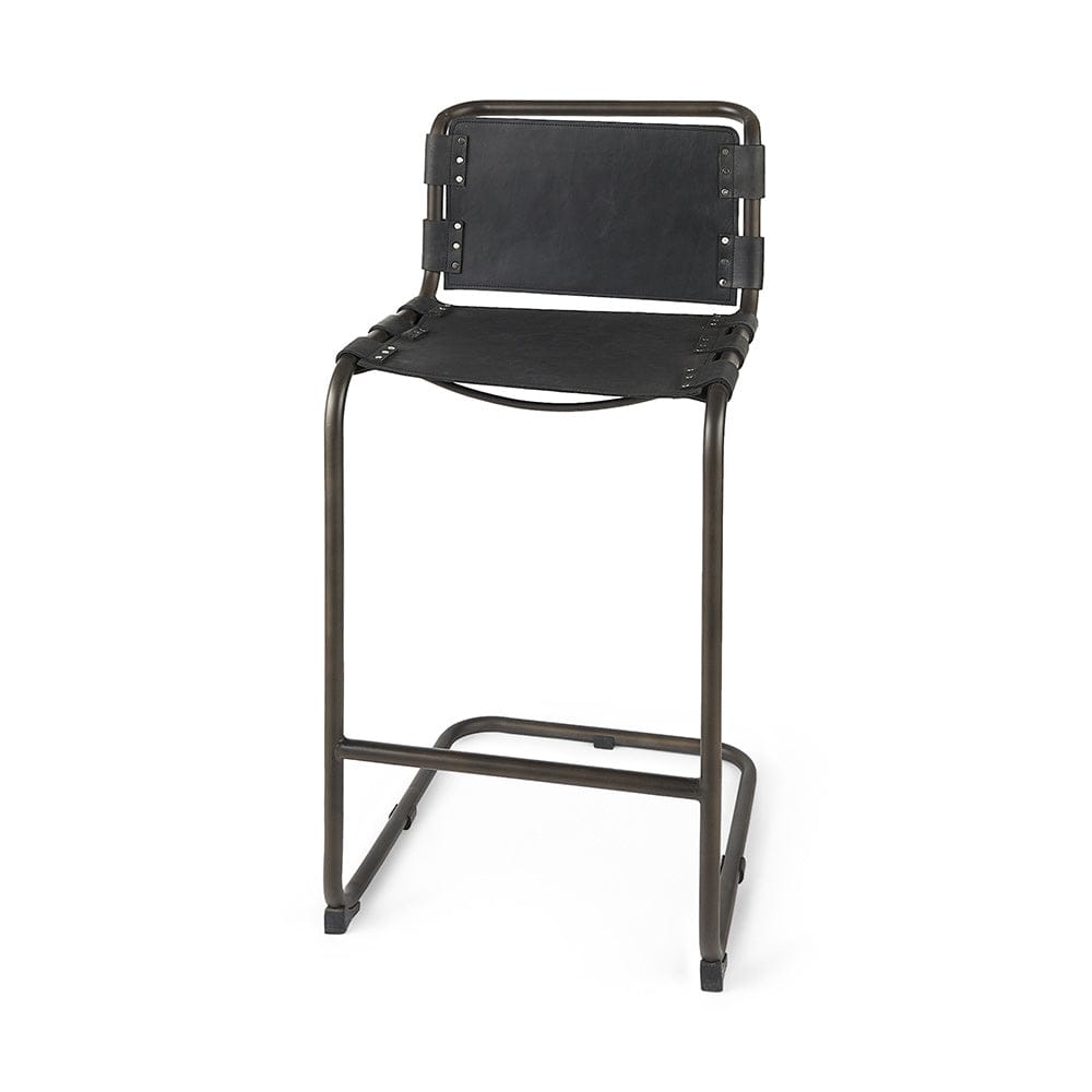 Mercana - Berbick 43" Total Height Black Leather w/ Iron Frame Bar Stool - 69279_CLOSEOUT view 1