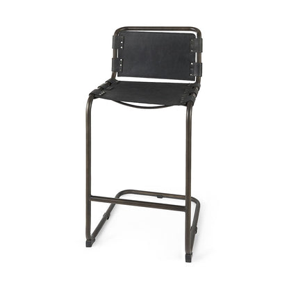 Mercana - Berbick 43" Total Height Black Leather w/ Iron Frame Bar Stool - 69279_CLOSEOUT view 1