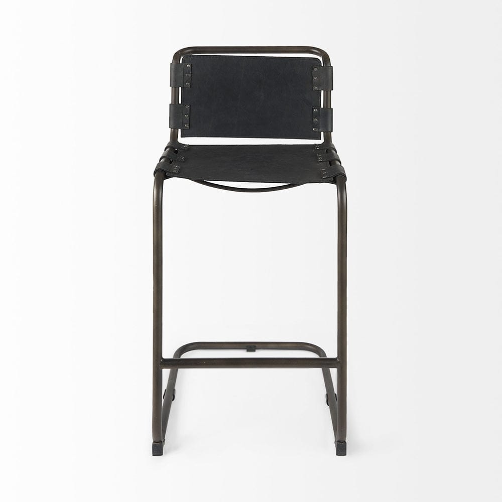 Mercana - Berbick 43" Total Height Black Leather w/ Iron Frame Bar Stool - 69279_CLOSEOUT view 2