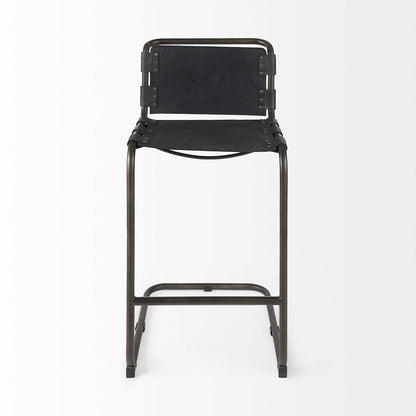 Mercana - Berbick 43" Total Height Black Leather w/ Iron Frame Bar Stool - 69279_CLOSEOUT view 2