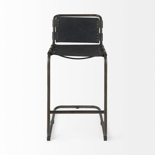 Mercana - Berbick 43" Total Height Black Leather w/ Iron Frame Bar Stool - 69279_CLOSEOUT view 2
