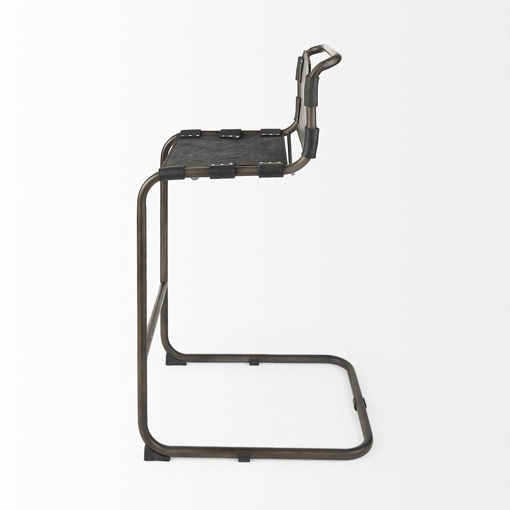 Mercana - Berbick 43" Total Height Black Leather w/ Iron Frame Bar Stool - 69279_CLOSEOUT view 3