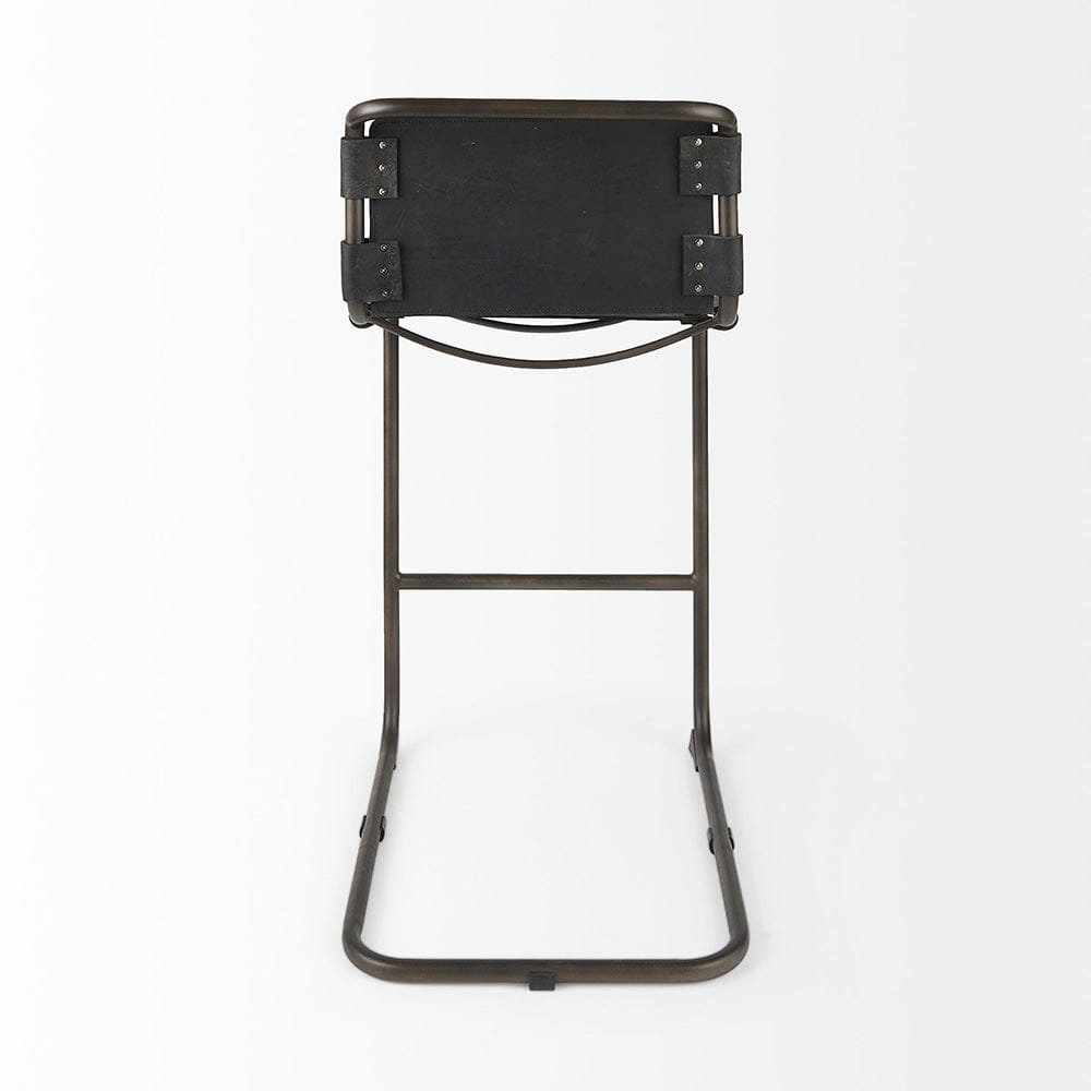 Mercana - Berbick 43" Total Height Black Leather w/ Iron Frame Bar Stool - 69279_CLOSEOUT view 4