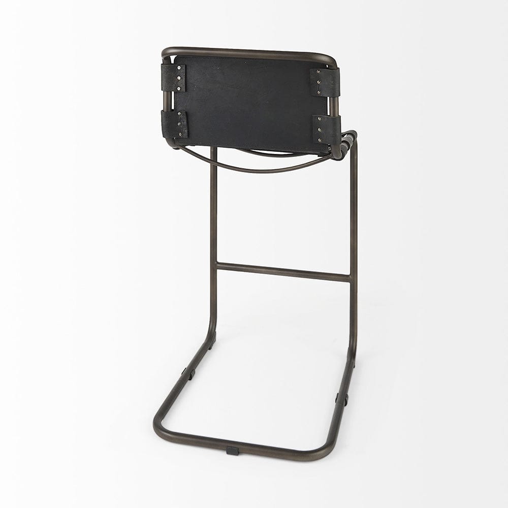 Mercana - Berbick 43" Total Height Black Leather w/ Iron Frame Bar Stool - 69279_CLOSEOUT view 5