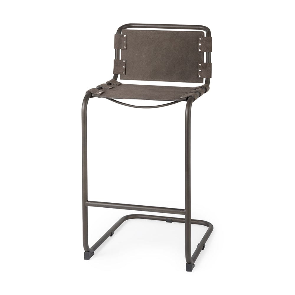 Mercana - Berbick 43" Total Height Brown/Gray Suede w/ Iron Frame Bar Stool - 69281_CLOSEOUT view 1