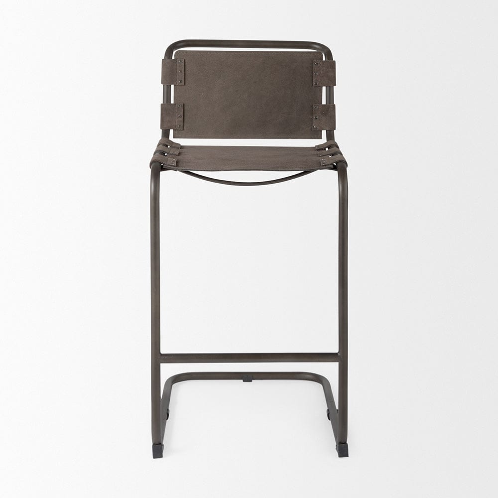 Mercana - Berbick 43" Total Height Brown/Gray Suede w/ Iron Frame Bar Stool - 69281_CLOSEOUT view 2