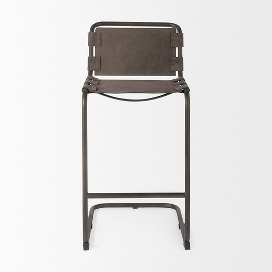 Mercana - Berbick 43" Total Height Brown/Gray Suede w/ Iron Frame Bar Stool - 69281_CLOSEOUT view 2