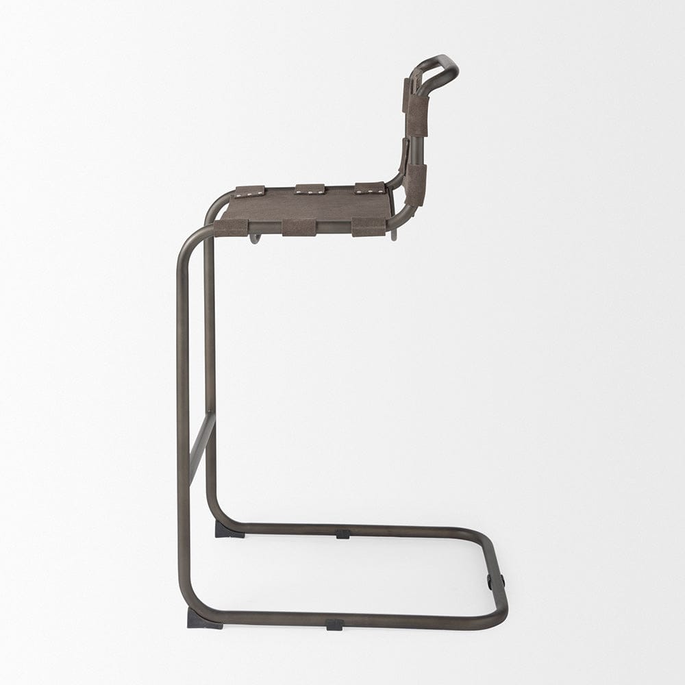 Mercana - Berbick 43" Total Height Brown/Gray Suede w/ Iron Frame Bar Stool - 69281_CLOSEOUT view 3