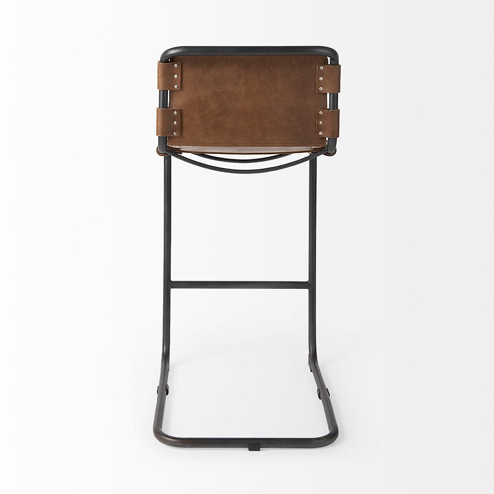 Mercana - Berbick 43" Total Height Medium Brown Leather w/ Iron Frame Bar Stool - 69280_CLOSEOUT view 4