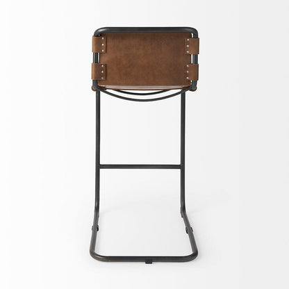 Mercana - Berbick 43" Total Height Medium Brown Leather w/ Iron Frame Bar Stool - 69280_CLOSEOUT view 4