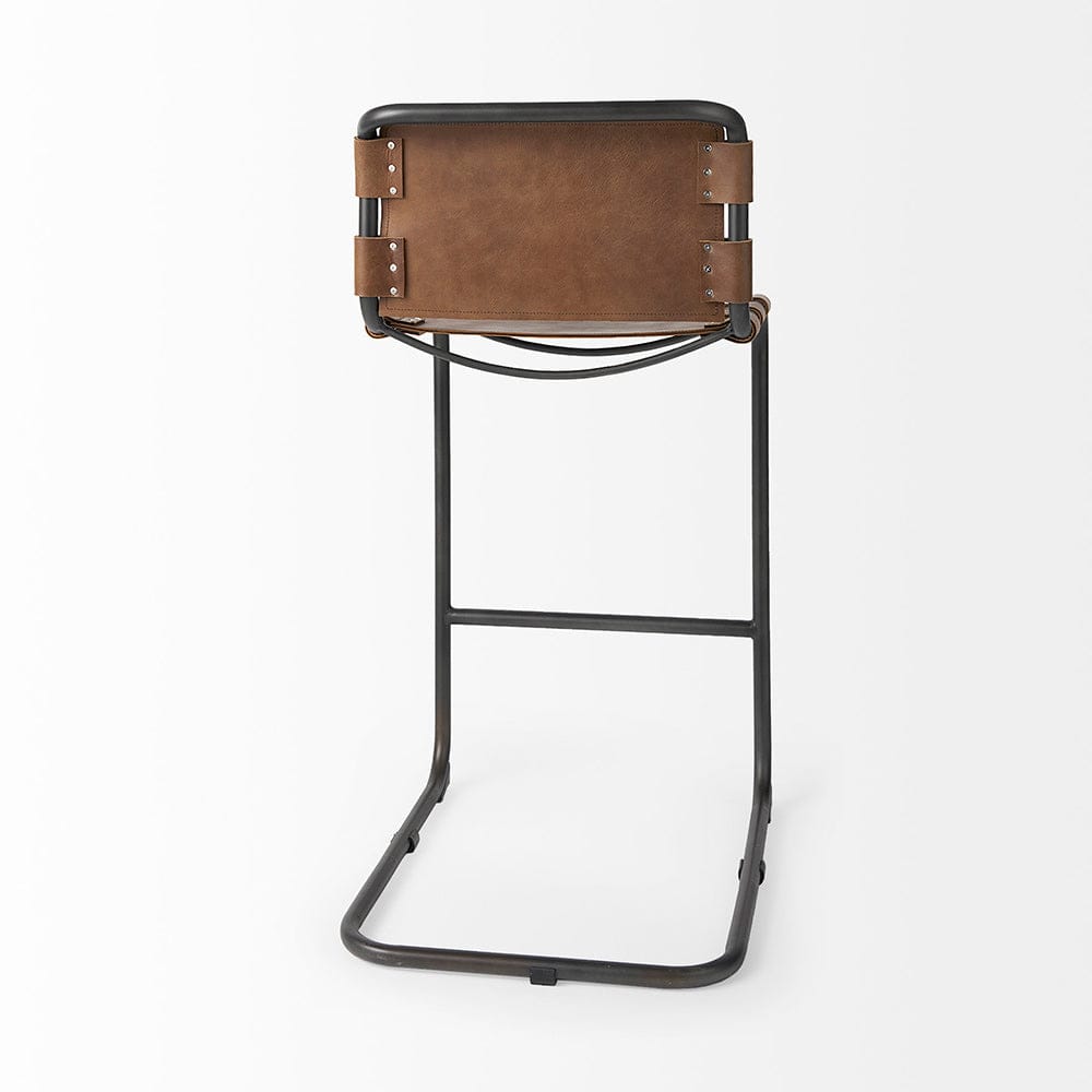 Mercana - Berbick 43" Total Height Medium Brown Leather w/ Iron Frame Bar Stool - 69280_CLOSEOUT view 5