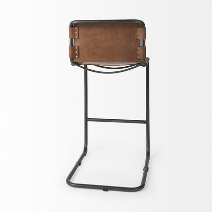 Mercana - Berbick 43" Total Height Medium Brown Leather w/ Iron Frame Bar Stool - 69280_CLOSEOUT view 5