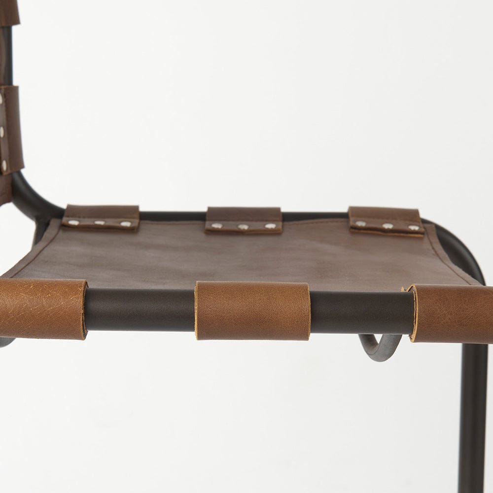 Mercana - Berbick 43" Total Height Medium Brown Leather w/ Iron Frame Bar Stool - 69280_CLOSEOUT view 8