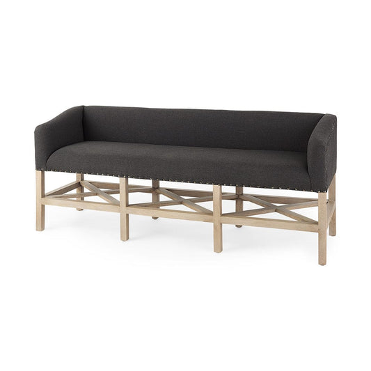 Mercana - Bergen 60.0L x 19.0W x 25.5H Dark Gray Fabric W/ Light Brown Wooden Base Accent Bench - 69383 view 1