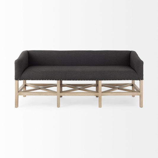 Mercana - Bergen 60.0L x 19.0W x 25.5H Dark Gray Fabric W/ Light Brown Wooden Base Accent Bench - 69383 view 2