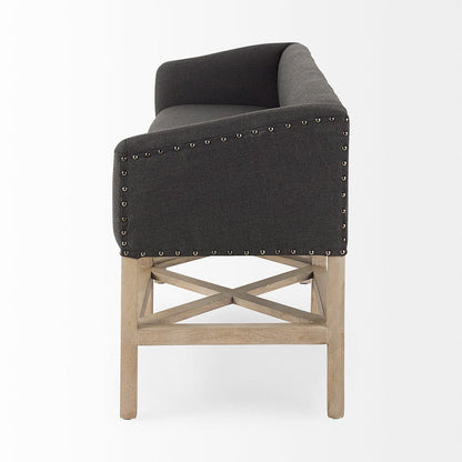 Mercana - Bergen 60.0L x 19.0W x 25.5H Dark Gray Fabric W/ Light Brown Wooden Base Accent Bench - 69383 view 3