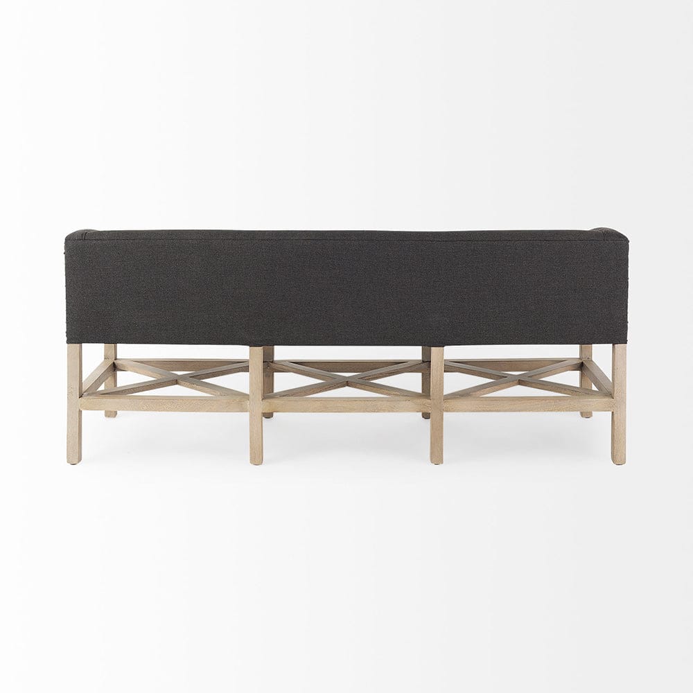 Mercana - Bergen 60.0L x 19.0W x 25.5H Dark Gray Fabric W/ Light Brown Wooden Base Accent Bench - 69383 view 4