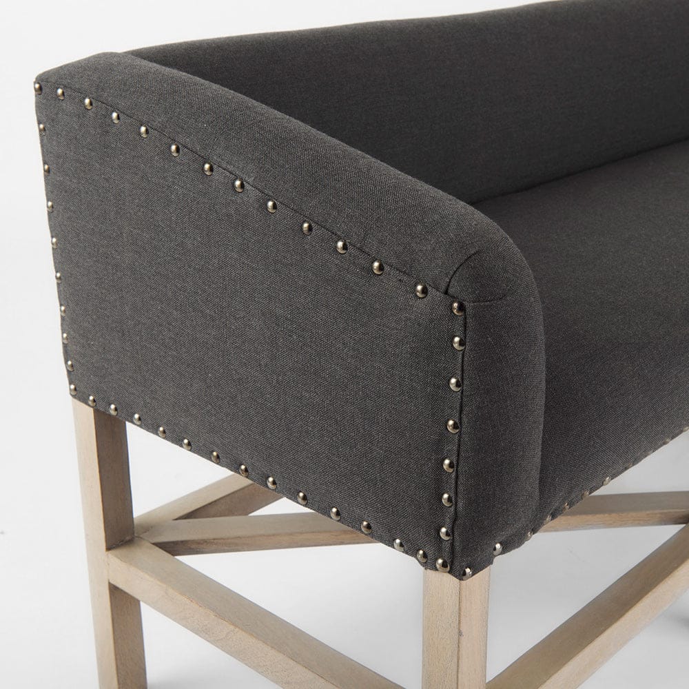 Mercana - Bergen 60.0L x 19.0W x 25.5H Dark Gray Fabric W/ Light Brown Wooden Base Accent Bench - 69383 view 5