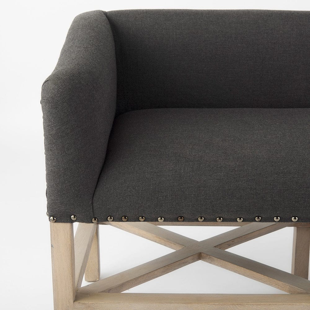 Mercana - Bergen 60.0L x 19.0W x 25.5H Dark Gray Fabric W/ Light Brown Wooden Base Accent Bench - 69383 view 6