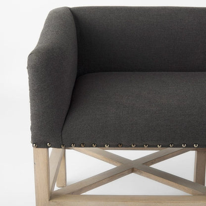 Mercana - Bergen 60.0L x 19.0W x 25.5H Dark Gray Fabric W/ Light Brown Wooden Base Accent Bench - 69383 view 6