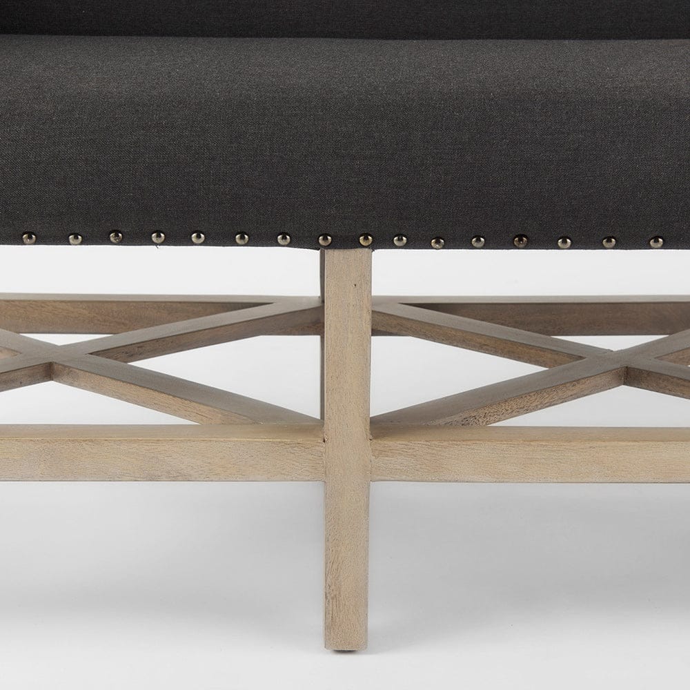 Mercana - Bergen 60.0L x 19.0W x 25.5H Dark Gray Fabric W/ Light Brown Wooden Base Accent Bench - 69383 view 7