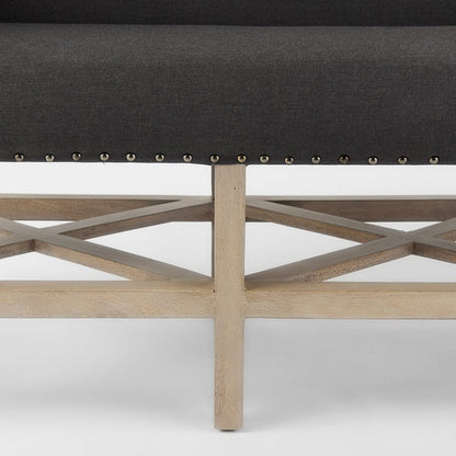 Mercana - Bergen 60.0L x 19.0W x 25.5H Dark Gray Fabric W/ Light Brown Wooden Base Accent Bench - 69383 view 7