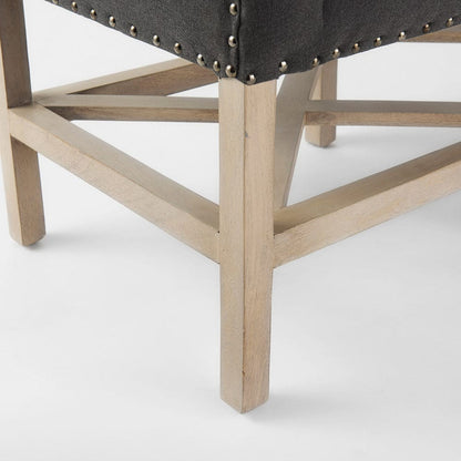 Mercana - Bergen 60.0L x 19.0W x 25.5H Dark Gray Fabric W/ Light Brown Wooden Base Accent Bench - 69383 view 8