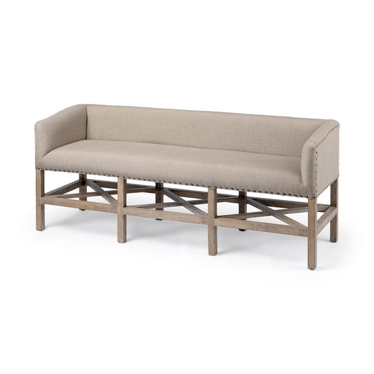Mercana - Bergen 60L x 19W Beige Fabric Covered Seat W/Brown Wood Frame Accent Bench - 68144 view 1