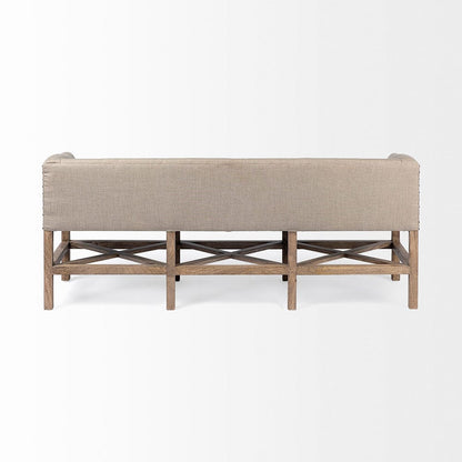 Mercana - Bergen 60L x 19W Beige Fabric Covered Seat W/Brown Wood Frame Accent Bench - 68144 view 2