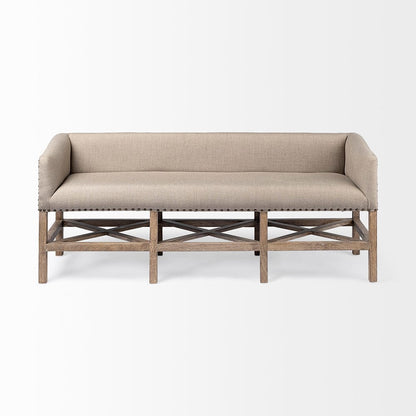Mercana - Bergen 60L x 19W Beige Fabric Covered Seat W/Brown Wood Frame Accent Bench - 68144 view 3