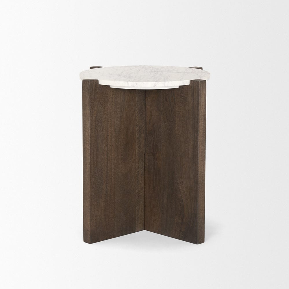 Mercana - Bianca Dark Brown Wood w/ Marble Round Accent Table - 70680 view 2