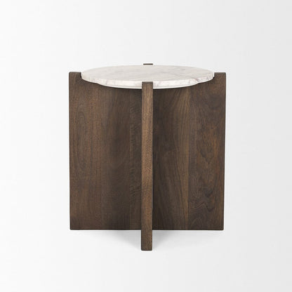 Mercana - Bianca Dark Brown Wood w/ Marble Round Accent Table - 70680 view 3
