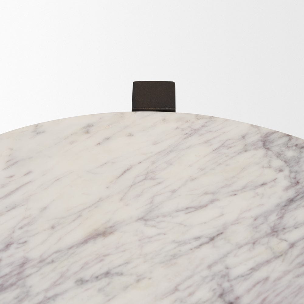 Mercana - Bianca Dark Brown Wood w/ Marble Round Accent Table - 70680 view 4