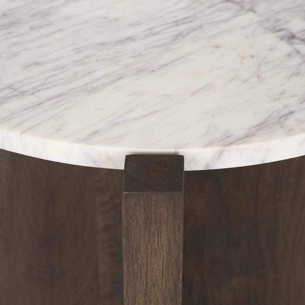 Mercana - Bianca Dark Brown Wood w/ Marble Round Accent Table - 70680 view 5