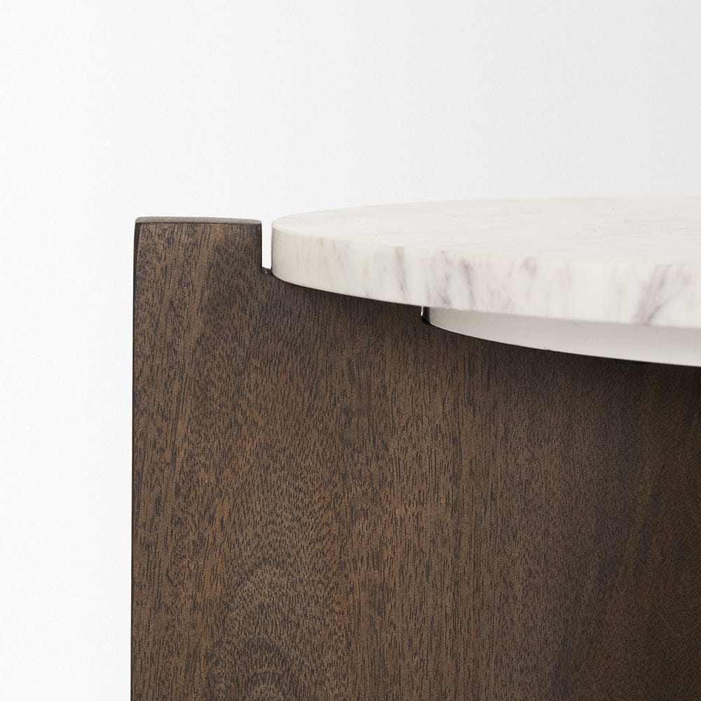 Mercana - Bianca Dark Brown Wood w/ Marble Round Accent Table - 70680 view 6