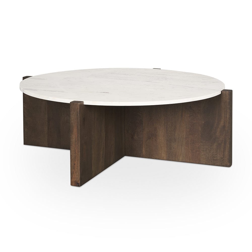 Mercana - Bianca Dark Brown Wood w/ Marble Round Top Coffee Table - 70648-AB view 1