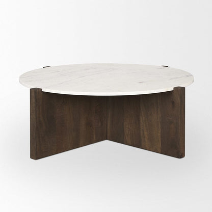Mercana - Bianca Dark Brown Wood w/ Marble Round Top Coffee Table - 70648-AB view 2
