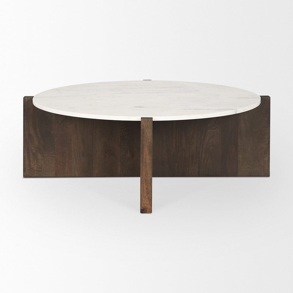 Mercana - Bianca Dark Brown Wood w/ Marble Round Top Coffee Table - 70648-AB view 3