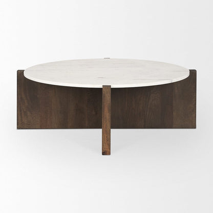 Mercana - Bianca Dark Brown Wood w/ Marble Round Top Coffee Table - 70648-AB view 3